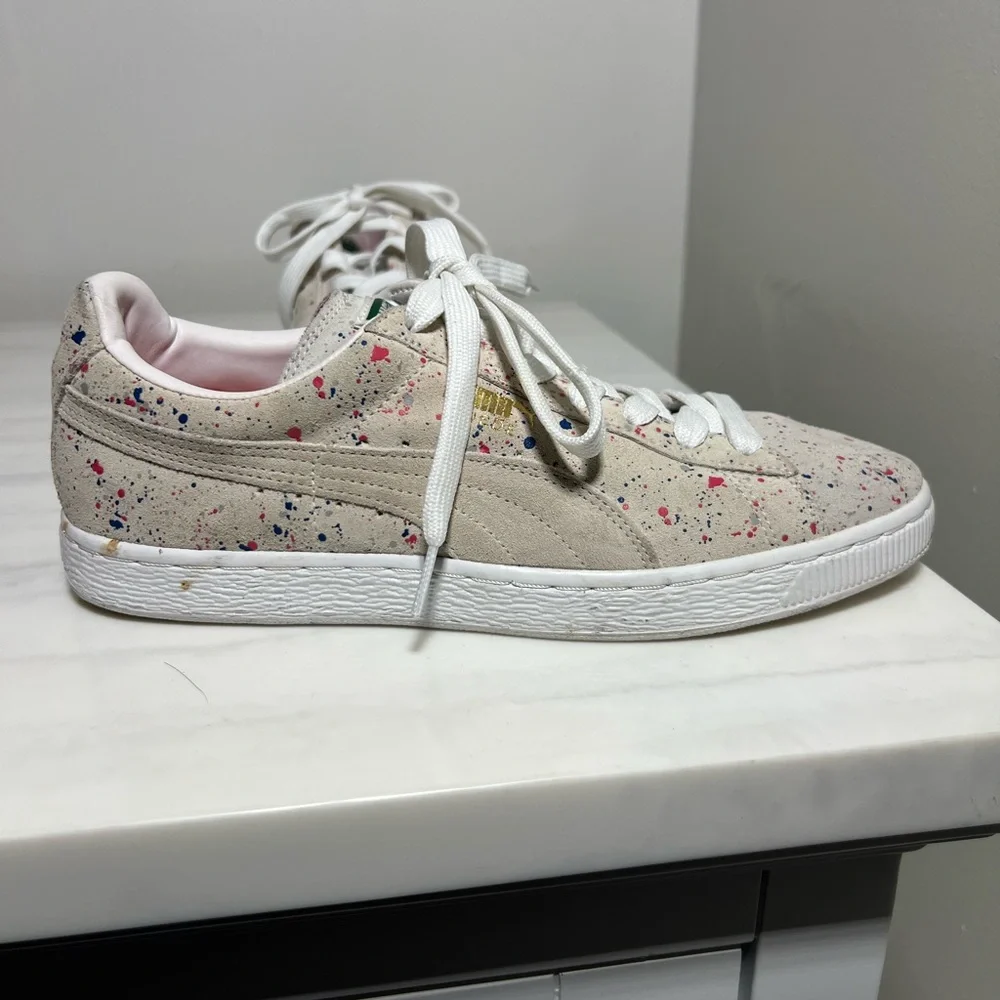 Puma Men's Natural Paint Splatter Sneakers‎ Suede Classic Allo Gray Size 8.5